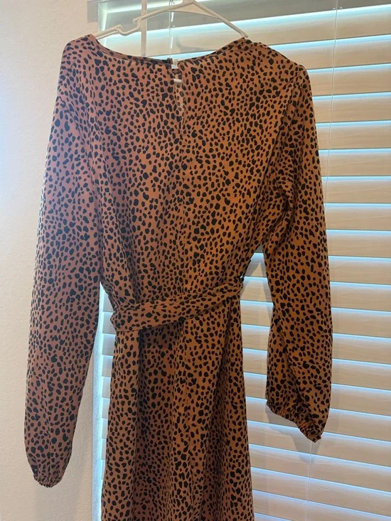 Leopard Print Tie-Waist Dress - Rust & Black - Picture 4 of 4